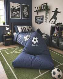 Football Bean Bag Personalised, Child's Handmade Furniture, Gift For Boys - thumbnail 1