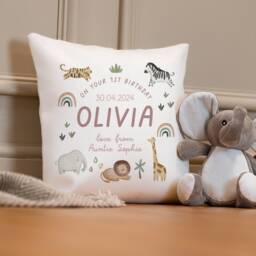 Personalised 1st Birthday Cushion - First Gifts Jungle Gift Boy Girl - thumbnail 2