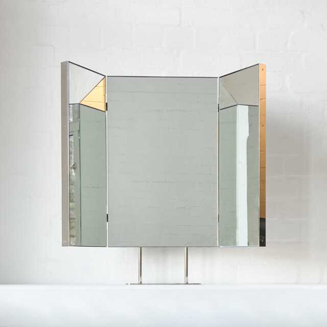 Triptych Countertop Mirror With Minimalist Nickel Plated Frame - image 1