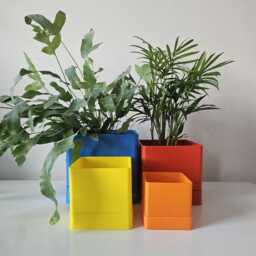 Colorful Indoor Planters, Square Plant Pot With Drip Tray For Succulents & Small Plants