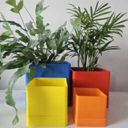 Colorful Indoor Planters, Square Plant Pot With Drip Tray For Succulents & Small Plants - thumbnail 3