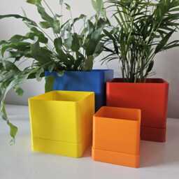 Colorful Indoor Planters, Square Plant Pot With Drip Tray For Succulents & Small Plants - thumbnail 2