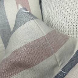 Cotton Linen Blend Cushion Cover, Nautical Pillow Cover John Lewis Penzance Stripe Furnishing Fabric, Blue - Pink Handmade in UK - thumbnail 4
