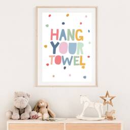Hang Your Towel Print, Girls Nursery Prints, Kids Bathroom Signs, Playroom Decor, Wall Art - thumbnail 2