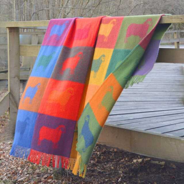 Check Sheep Wool Throw - Woven Blanket Made From Pure Colourful Plaid - image 1