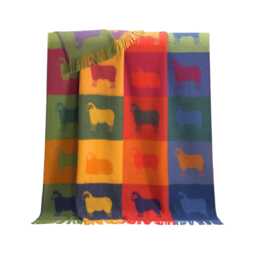 Check Sheep Wool Throw - Woven Blanket Made From Pure Colourful Plaid - thumbnail 1