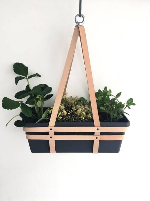 Hanging Basket Leather Herb Garden Organic Planter Handmade Natural Plant Holder Gift Idea For Gardeners Green Home Decor - image 1