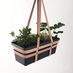 Hanging Basket Leather Herb Garden Organic Planter Handmade Natural Plant Holder Gift Idea For Gardeners Green Home Decor - thumbnail 3