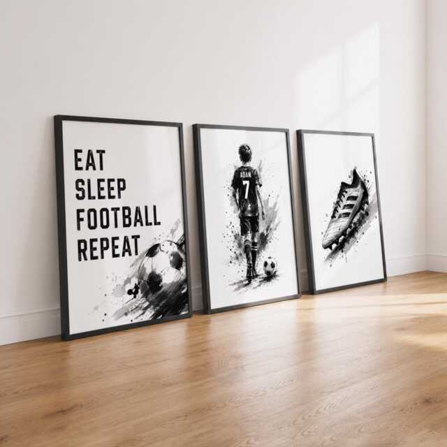 Custom Soccer Prints - Personalised Footballer Kids Bedroom Posters, Boys Football Wall Art - image 1