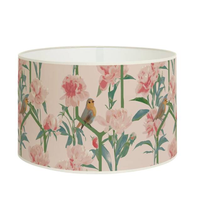 Romantic Lampshade, Peonies Birds Floral Pattern, Soft Pastel Pink Tones, Gentle & Soothing Decoration, Available in Lampshade Pendant - image 1