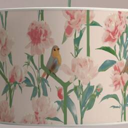 Romantic Lampshade, Peonies Birds Floral Pattern, Soft Pastel Pink Tones, Gentle & Soothing Decoration, Available in Lampshade Pendant - thumbnail 3