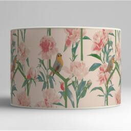 Romantic Lampshade, Peonies Birds Floral Pattern, Soft Pastel Pink Tones, Gentle & Soothing Decoration, Available in Lampshade Pendant - thumbnail 2