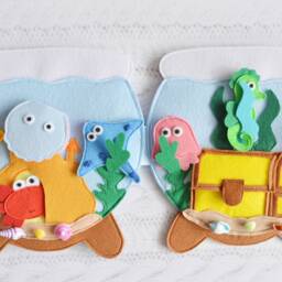 Felt Quiet Book Aquarium Magnetic Fishing Game, Sensory Travel Toy - thumbnail 3