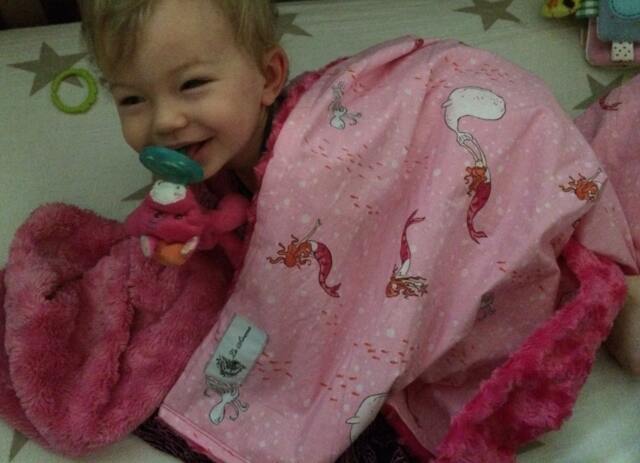 "Pink Mermaid & Hot Minky Baby Blanket ""Olive" - image 1