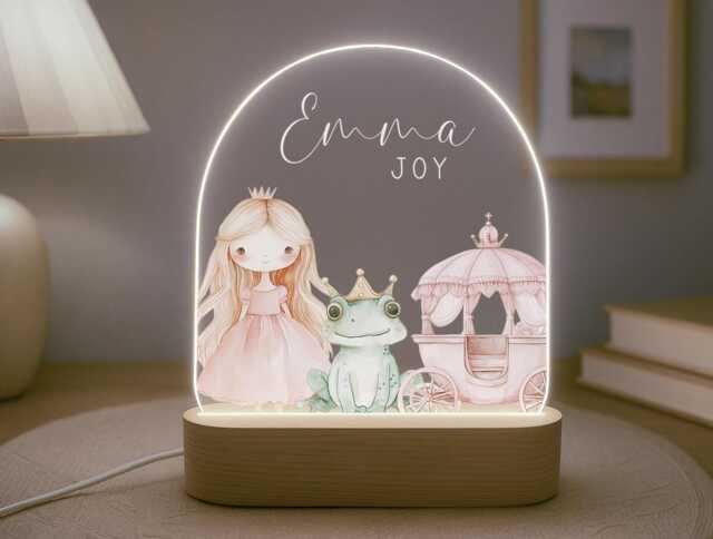 Personalised Children's Princess Night Light - Led Lamp Nursery Decor Baby Girl Gift For New Name Sign Bedroom - image 1