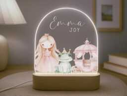 Personalised Children's Princess Night Light - Led Lamp Nursery Decor Baby Girl Gift For New Name Sign Bedroom - thumbnail 1