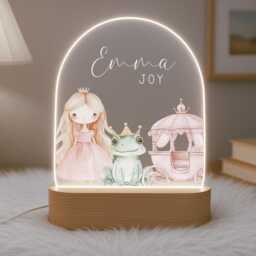 Personalised Children's Princess Night Light - Led Lamp Nursery Decor Baby Girl Gift For New Name Sign Bedroom - thumbnail 2