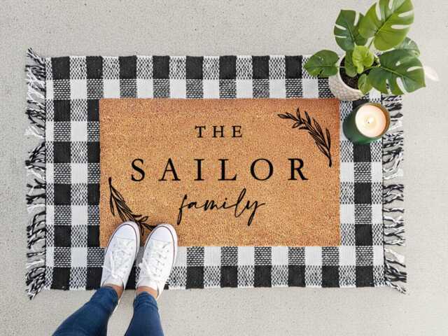 Soft Floral Family Doormat - Custom Name - image 1