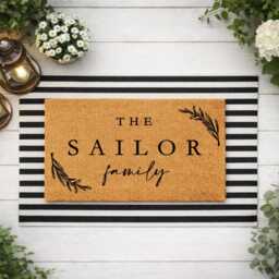 Soft Floral Family Doormat - Custom Name - thumbnail 2