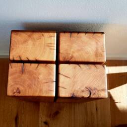 Unique Stool/Side Table Seat Block Made Of Old Monastery Steps - Oak - thumbnail 2