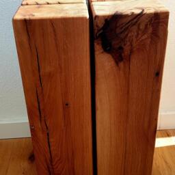 Unique Stool/Side Table Seat Block Made Of Old Monastery Steps - Oak - thumbnail 4