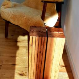 Unique Stool/Side Table Seat Block Made Of Old Monastery Steps - Oak - thumbnail 3