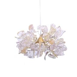Pendant Light Fixture, Island Lighting With Transparent Clear Color & Gold Flowers Leaves - thumbnail 2