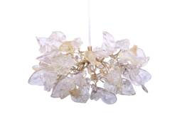 Pendant Light Fixture, Island Lighting With Transparent Clear Color & Gold Flowers Leaves
