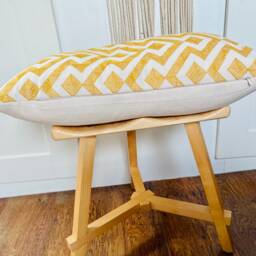 Cream Yellow Print, Boho Cushion, Throw Pillow, Cream, Yellow, Linen Lumbar Rectangular Cushion Cover, Cushion - thumbnail 3