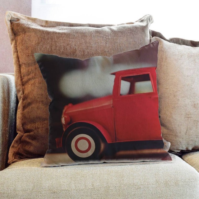 Toy Truck Photography - Decorative Pillow Throw Cushion Fabric , Case Cover Or With Filling