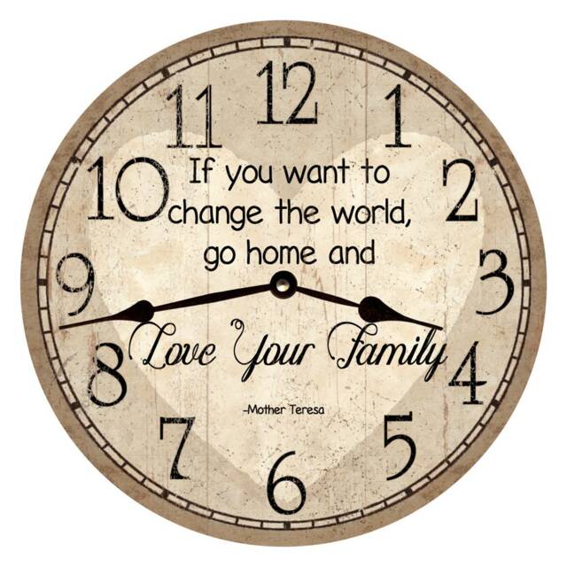 Rustic Quote Clock With Mother Teresa Saying - Family First Home Decor - image 1