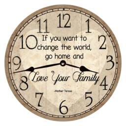 Rustic Quote Clock With Mother Teresa Saying - Family First Home Decor - thumbnail 1