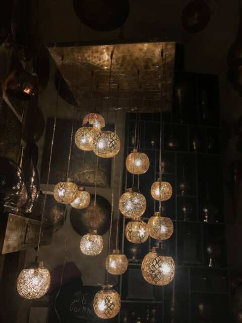 Moroccan Brass Pendant Light Hand-Molded Ball Chandelier - image 1