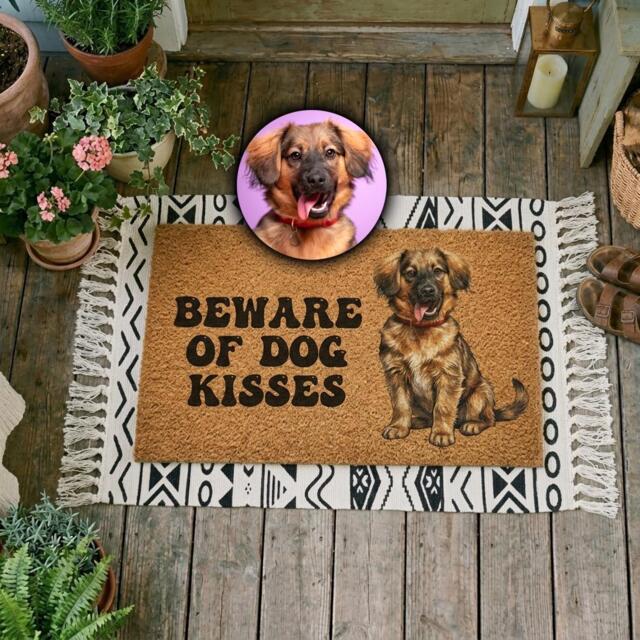Personalized Pet Photo Doormat, Custom Dog Welcome Mat, Natural Coir Rug - image 1