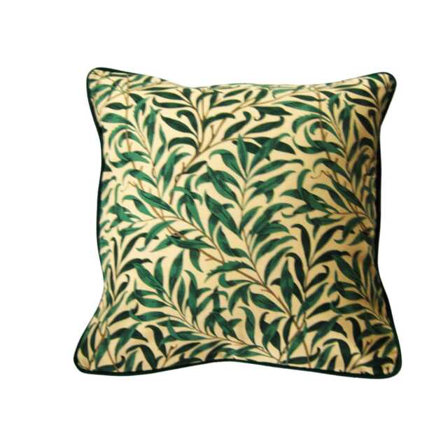 William Morris, Willow Bough, Dark Green & Camel Beige Cotton Cushion Cover, Throw Pillow Home Decor - image 1