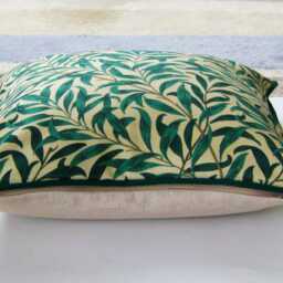 William Morris, Willow Bough, Dark Green & Camel Beige Cotton Cushion Cover, Throw Pillow Home Decor - thumbnail 2