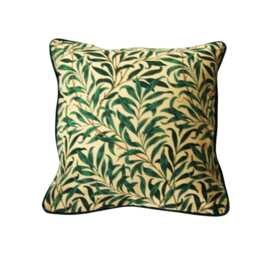 William Morris, Willow Bough, Dark Green & Camel Beige Cotton Cushion Cover, Throw Pillow Home Decor - thumbnail 1