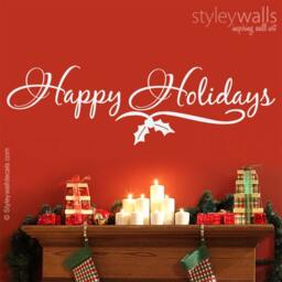 Happy Holidays Wall Decal, Holiday Sticker, Christmas Decor Gift, Decal - thumbnail 1