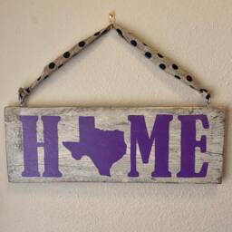 Rustic Texas Home Wood Sign Gray & Purple Wall Decor - thumbnail 2