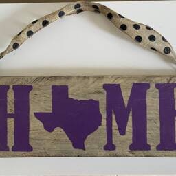Rustic Texas Home Wood Sign Gray & Purple Wall Decor - thumbnail 3
