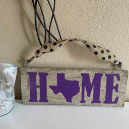 Rustic Texas Home Wood Sign Gray & Purple Wall Decor - thumbnail 1