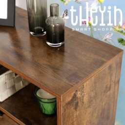 Rustic Shoe Cabinet, Dark Brown Rack, Industrial Cabinet 2 Flaps, Hallway Storage Furniture Open Shelf - thumbnail 3
