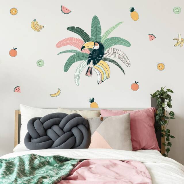 Tropical Toucan Wall Sticker Pack, Jungle Stickers, Safari Decals, Room Decor - image 1