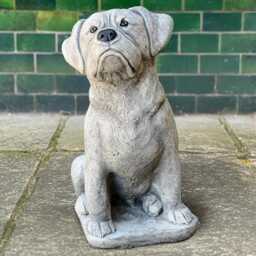 Outdoor Bulldog Figurine Concrete Dog Statue Stone Memorial Decoration Cement Pet Ornament Handmade Art Lover Gift - thumbnail 1