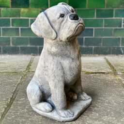 Outdoor Bulldog Figurine Concrete Dog Statue Stone Memorial Decoration Cement Pet Ornament Handmade Art Lover Gift - thumbnail 3
