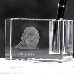 Affenpinscher , Crystal Pen Holder With Dog, Souvenir, Decoration, Limited Edition, Collection - thumbnail 2