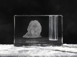 Affenpinscher , Crystal Pen Holder With Dog, Souvenir, Decoration, Limited Edition, Collection - thumbnail 1