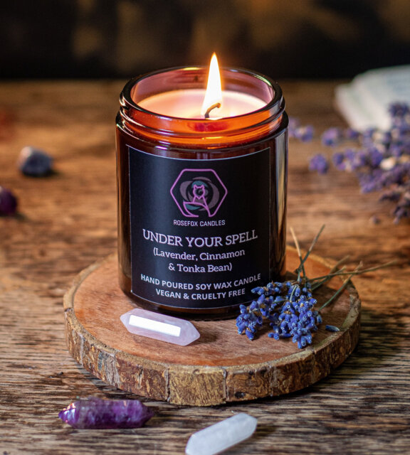 Lavender, Cinnamon, Tonka Bean & Almond Scented Soy Candle - 150G Vegan Cozy Witchy - image 1