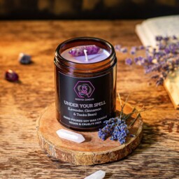 Lavender, Cinnamon, Tonka Bean & Almond Scented Soy Candle - 150G Vegan Cozy Witchy - thumbnail 2