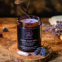 Lavender, Cinnamon, Tonka Bean & Almond Scented Soy Candle - 150G Vegan Cozy Witchy - thumbnail 3